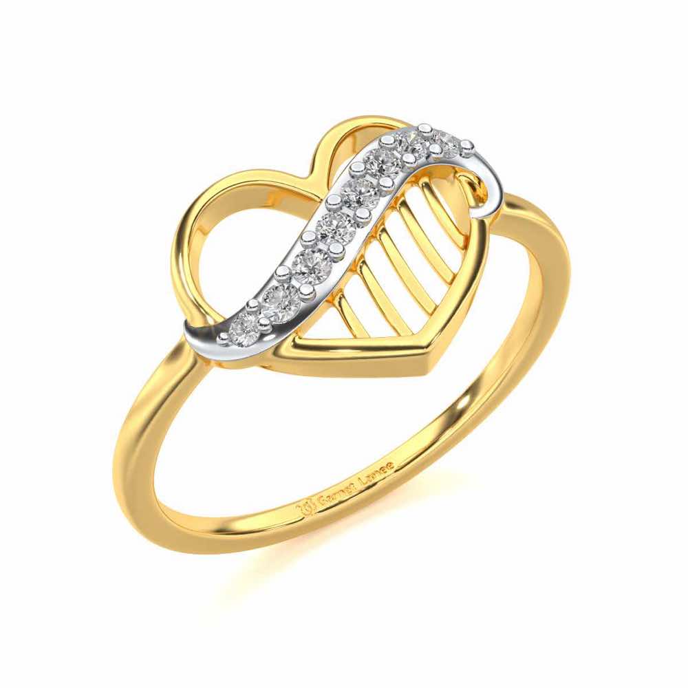 Musical Heart Silver Ring - Yellow Gold - Image 1