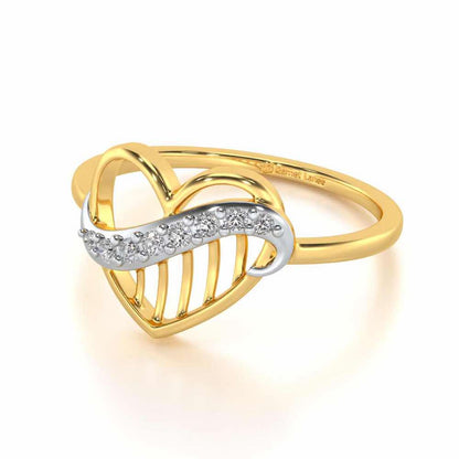 Musical Heart Silver Ring - Yellow Gold - Image 2