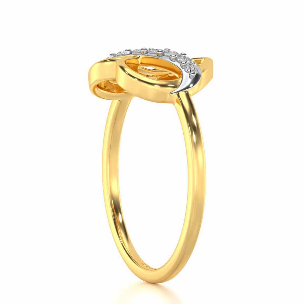 Musical Heart Silver Ring - Yellow Gold - Image 3