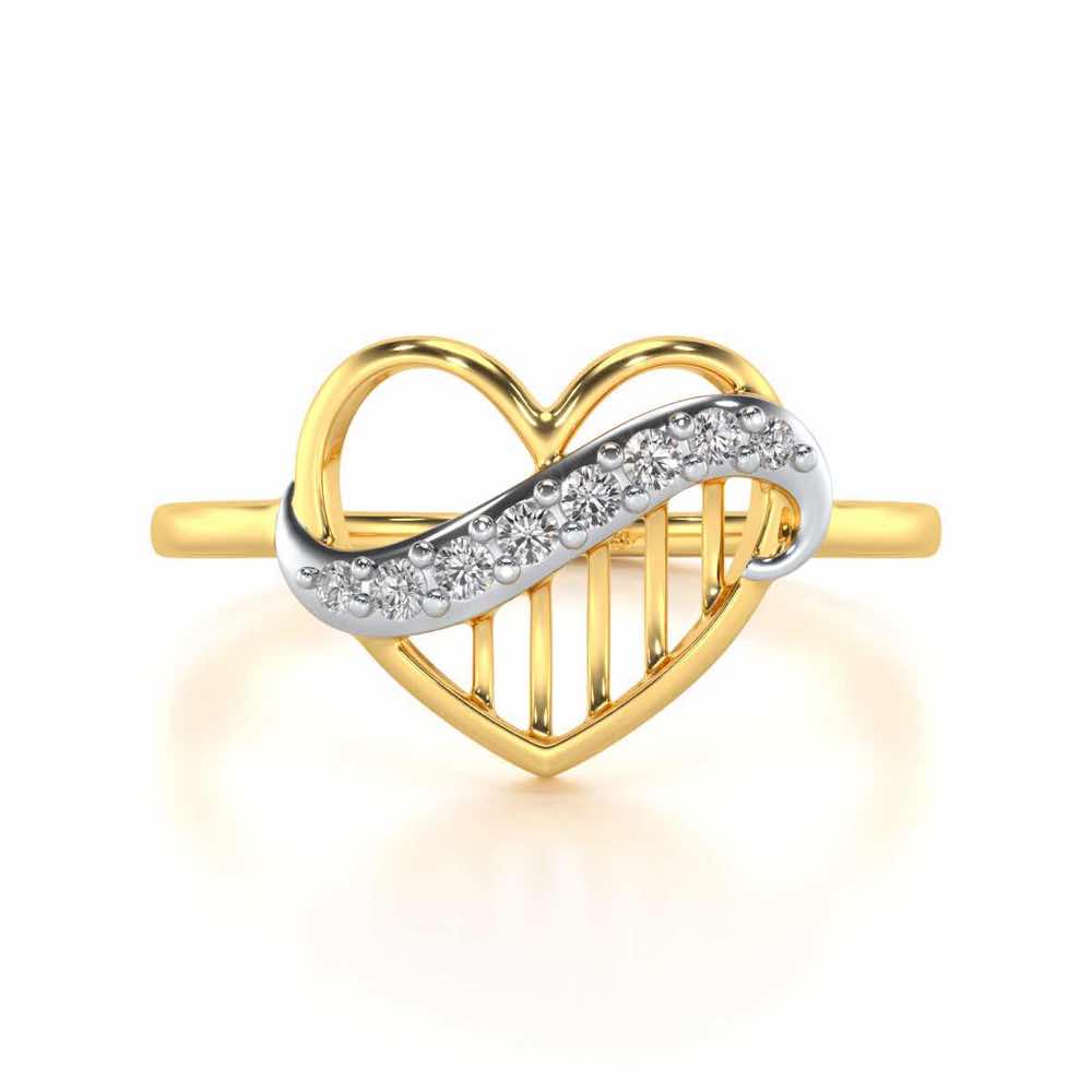 Musical Heart Silver Ring - Yellow Gold - Image 4