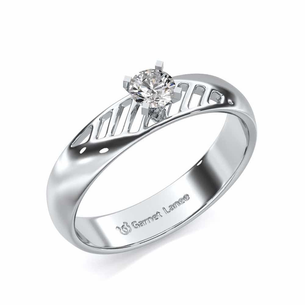 Mystic Fire Solitaire Ring For Men - White Gold - Image 1
