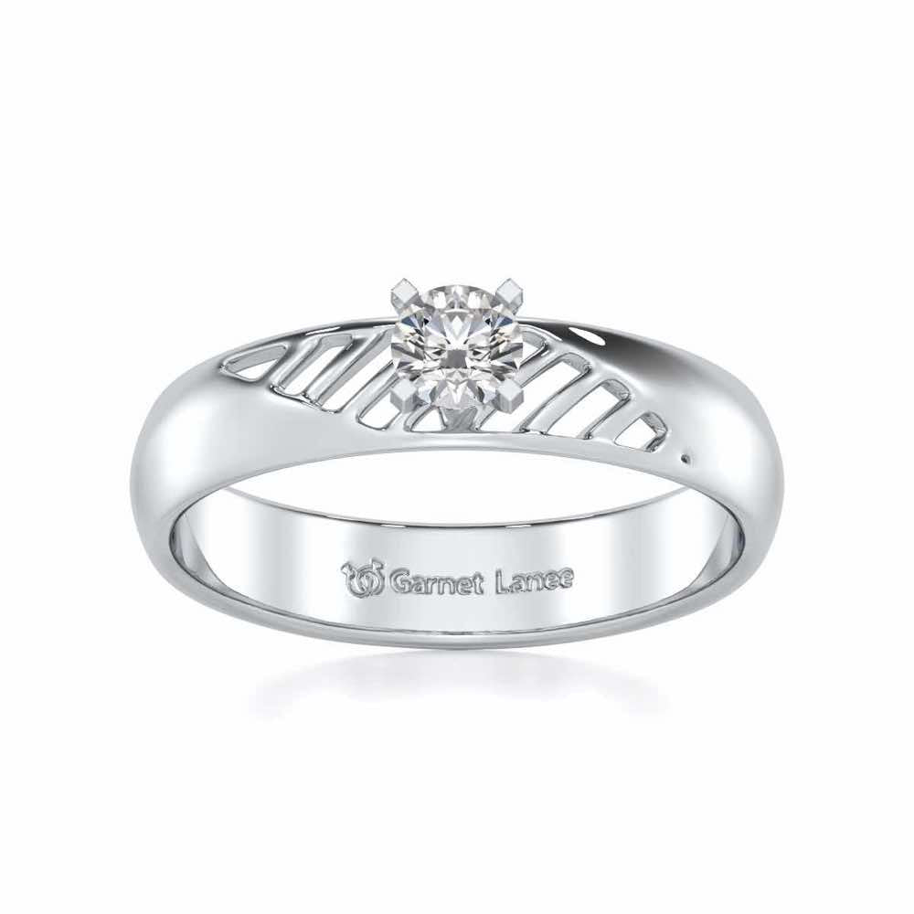 Mystic Fire Solitaire Ring For Men - White Gold - Image 2
