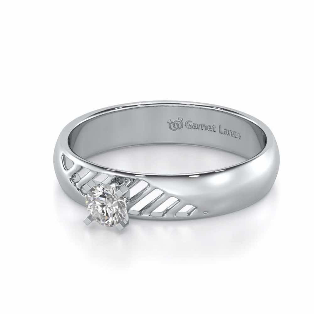 Mystic Fire Solitaire Ring For Men - White Gold - Image 3
