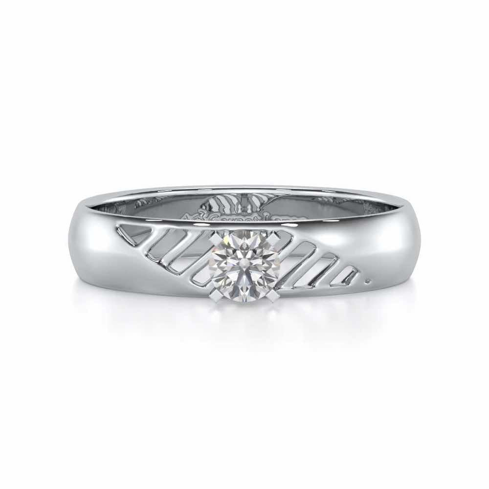 Mystic Fire Solitaire Ring For Men - White Gold - Image 5