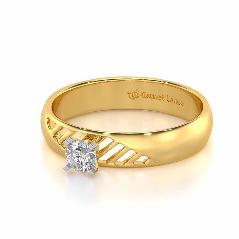 Mystic Fire Solitaire Ring For Men - Yellow Gold - Image 3