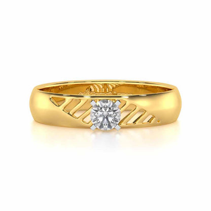 Mystic Fire Solitaire Ring For Men - Yellow Gold - Image 5