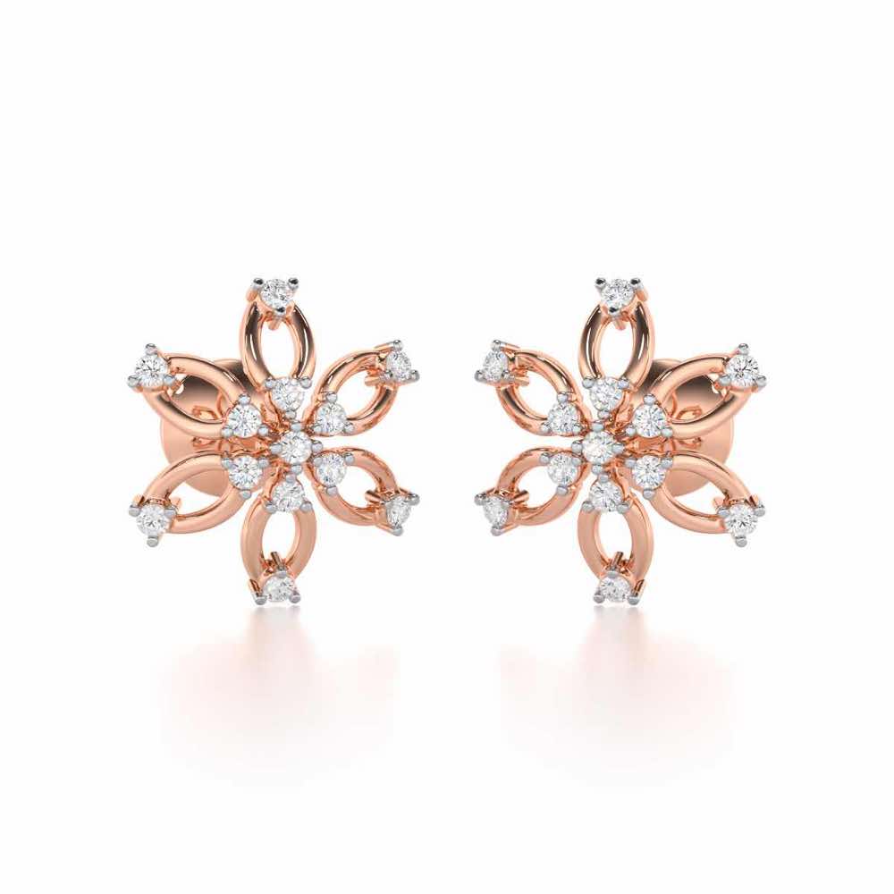 Mystic Flower Silver Earrings - Rose Gold - Image 1