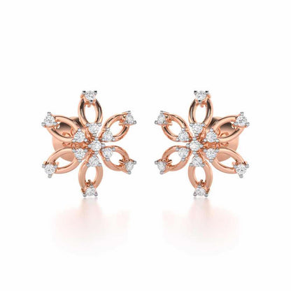 Mystic Flower Silver Earrings - Rose Gold - Image 1