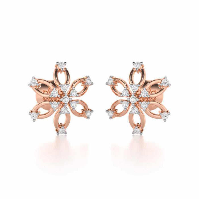 Mystic Flower Silver Earrings - Rose Gold - Image 1