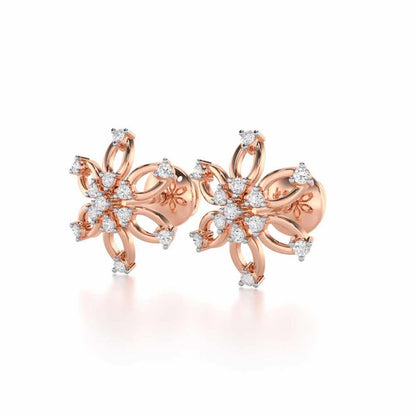 Mystic Flower Silver Earrings - Rose Gold - Image 3