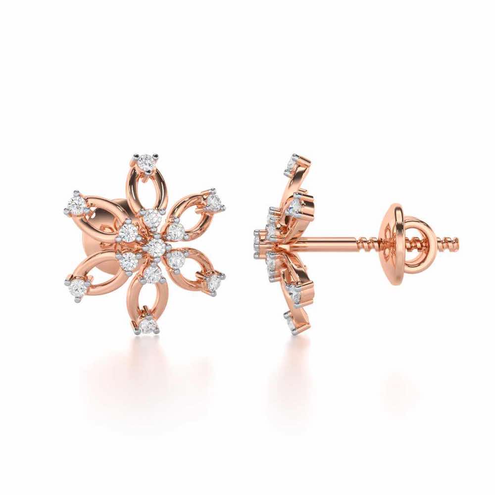 Mystic Flower Silver Earrings - Rose Gold - Image 4