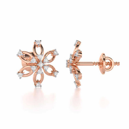 Mystic Flower Silver Earrings - Rose Gold - Image 4