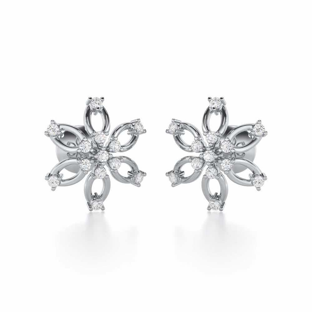 Mystic Flower Silver Earrings - White Gold - Image 1