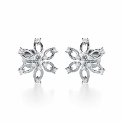 Mystic Flower Silver Earrings - White Gold - Image 1