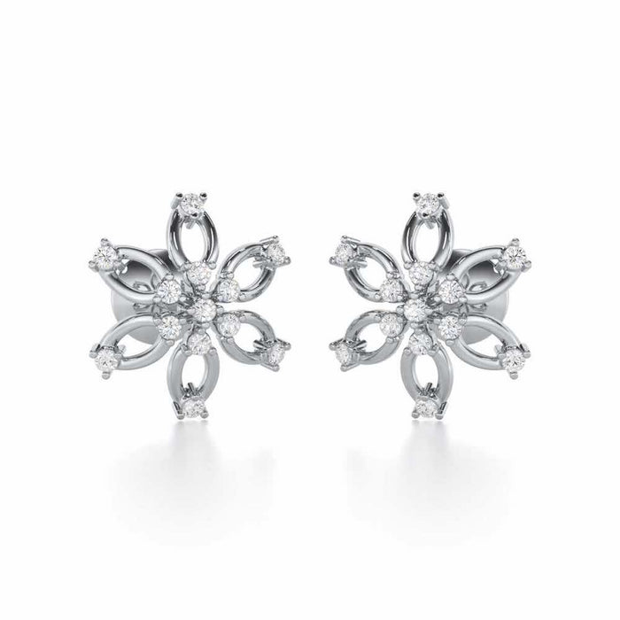 Mystic Flower Silver Earrings - White Gold - Image 1