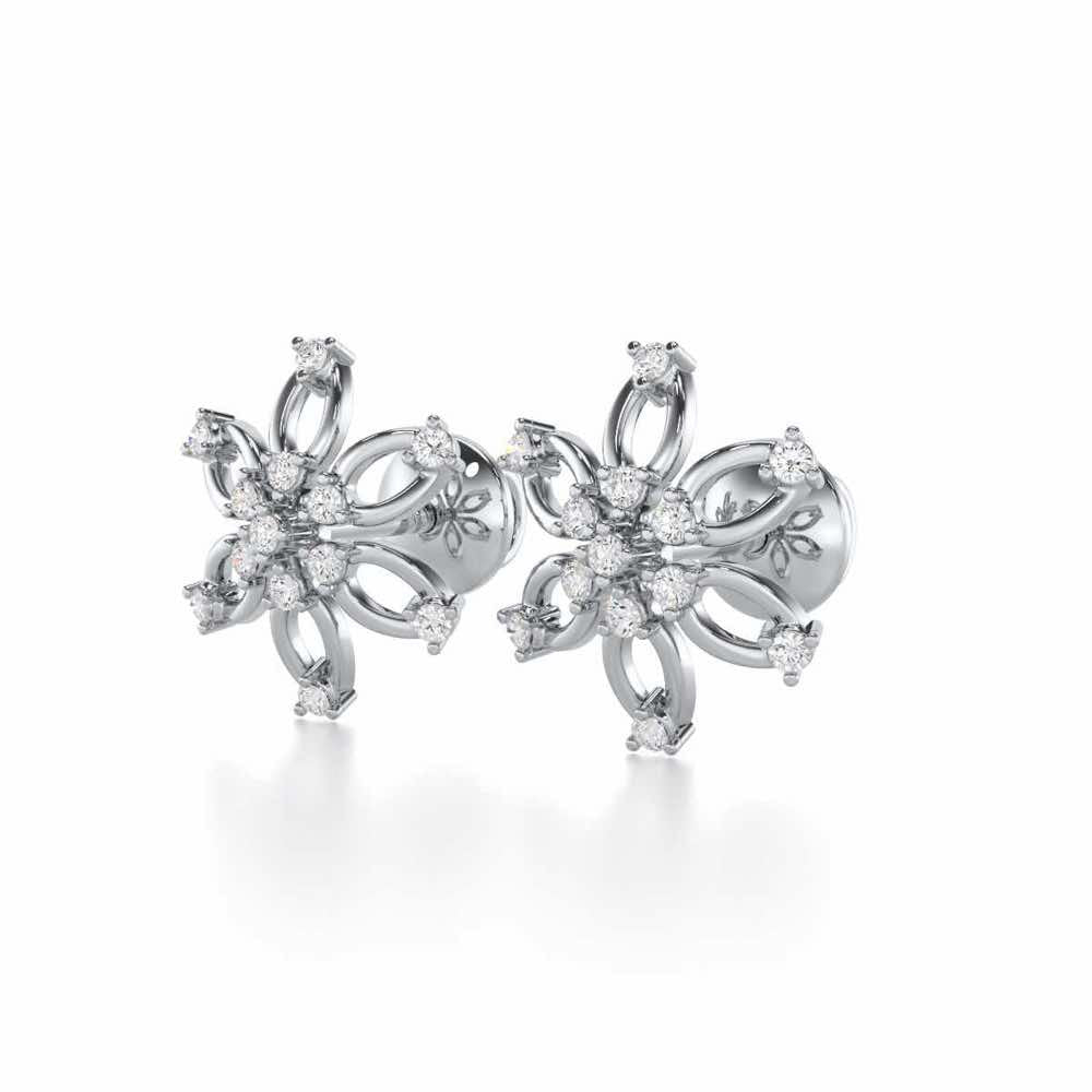 Mystic Flower Silver Earrings - White Gold - Image 3