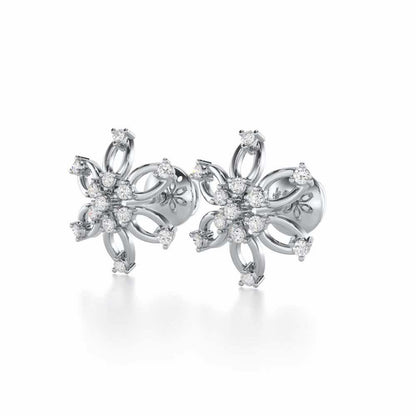 Mystic Flower Silver Earrings - White Gold - Image 3