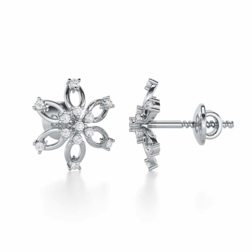 Mystic Flower Silver Earrings - White Gold - Image 4