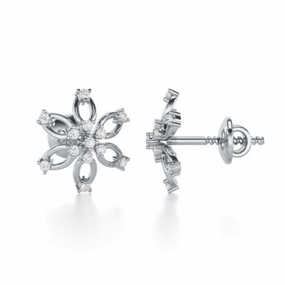 Mystic Flower Silver Earrings - White Gold - Image 4