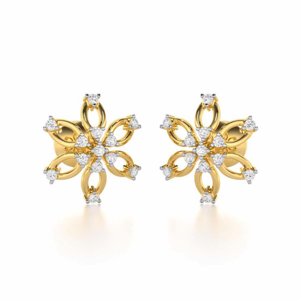 Mystic Flower Silver Earrings - Yellow Gold - Image 1