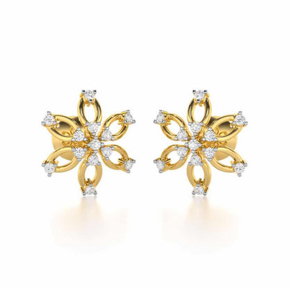 Mystic Flower Silver Earrings - Yellow Gold - Image 1