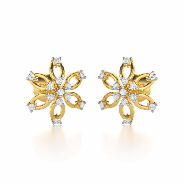 Mystic Flower Silver Earrings - Yellow Gold - Image 1