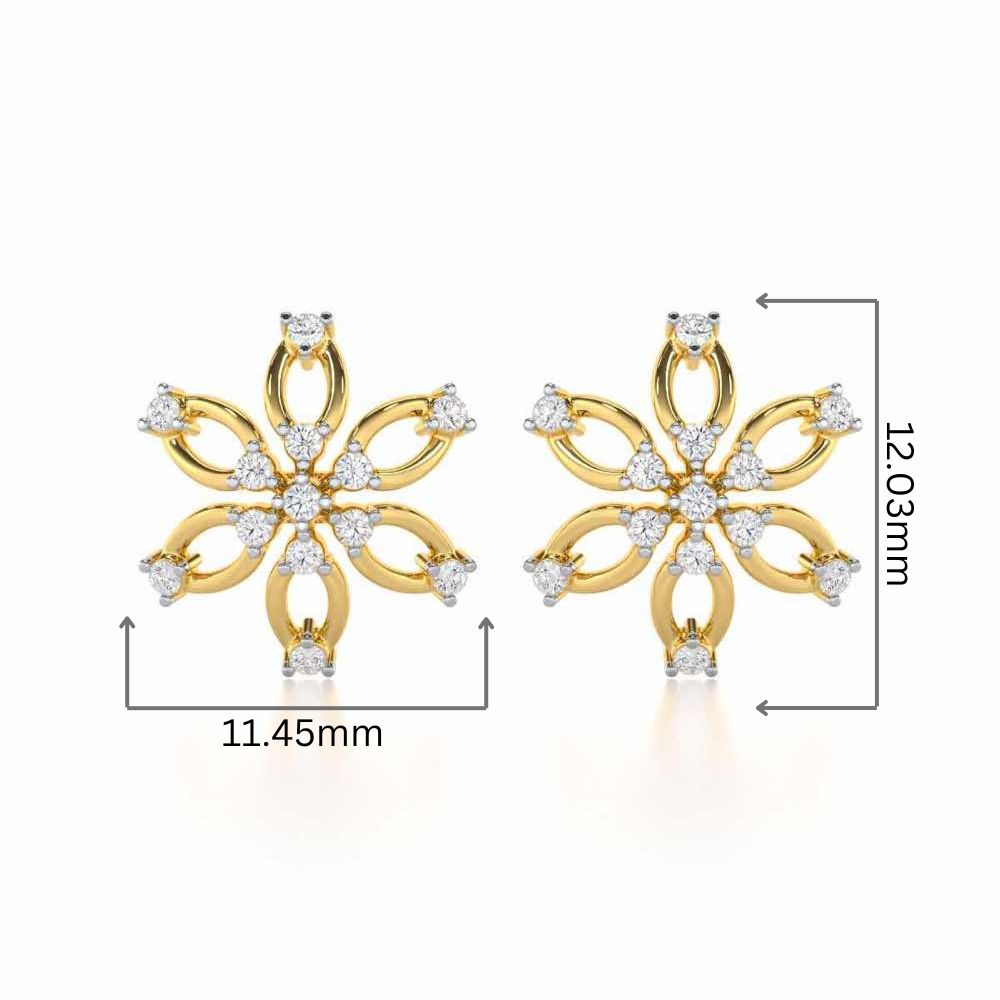 Mystic Flower Silver Earrings - Yellow Gold - Image 2