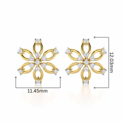 Mystic Flower Silver Earrings - Yellow Gold - Image 2