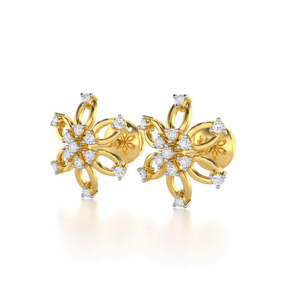Mystic Flower Silver Earrings - Yellow Gold - Image 3