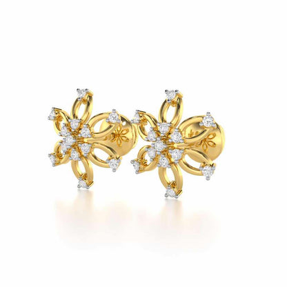Mystic Flower Silver Earrings - Yellow Gold - Image 3