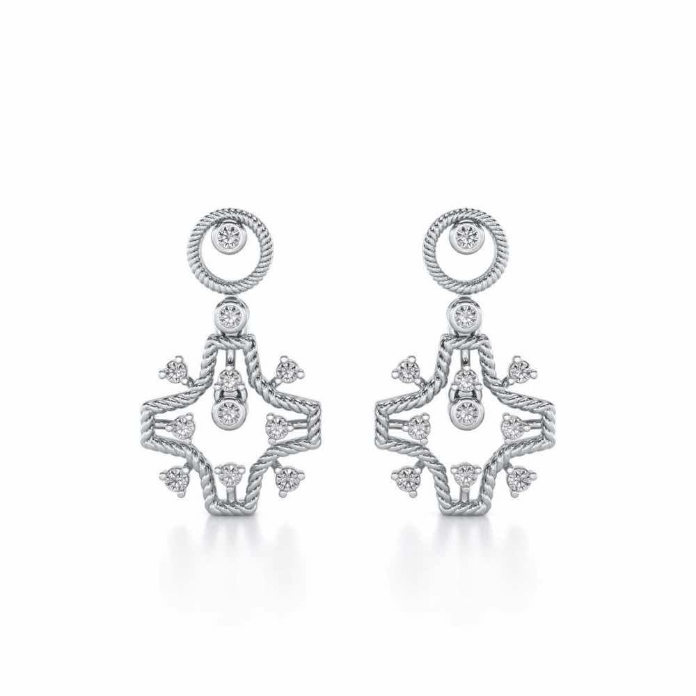 Mystical Sunshine Silver Earring - White Gold - Image 1