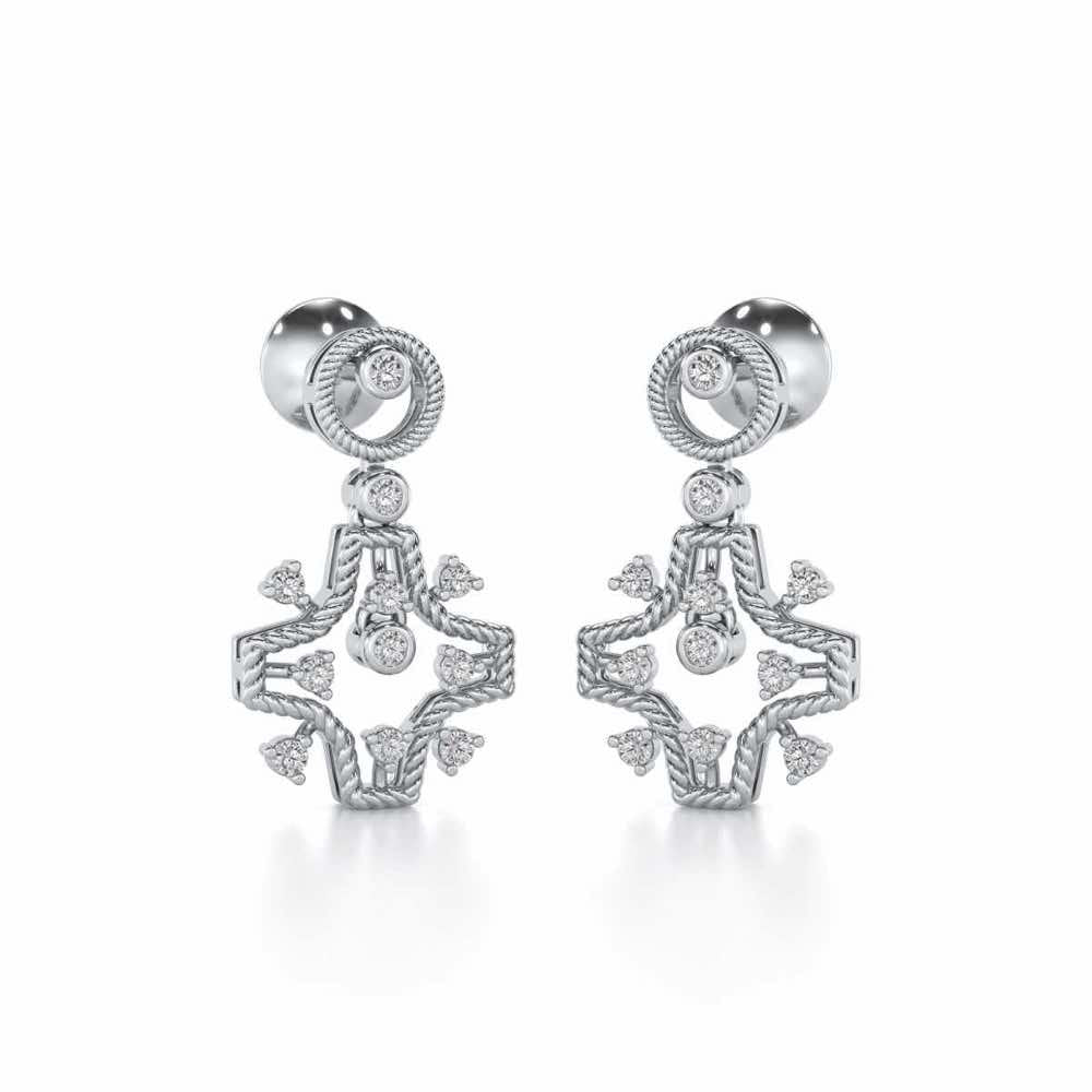 Mystical Sunshine Silver Earring - White Gold - Image 2