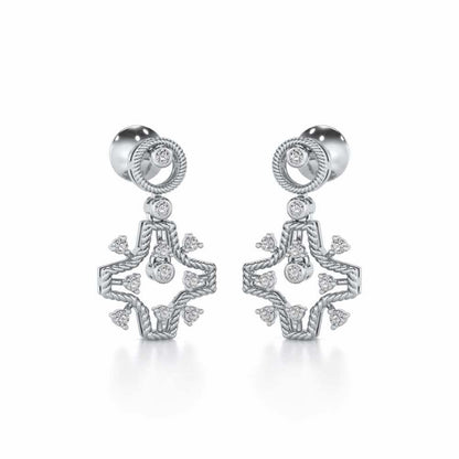 Mystical Sunshine Silver Earring - White Gold - Image 2