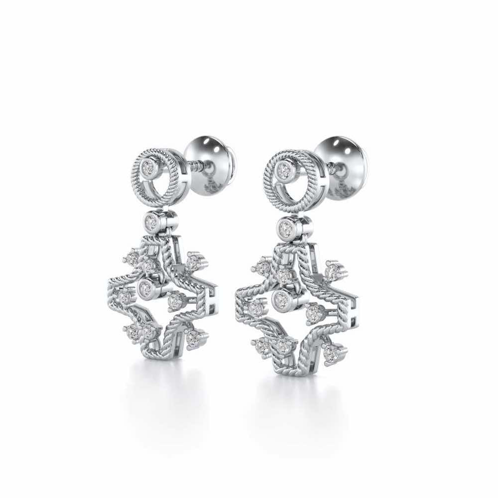Mystical Sunshine Silver Earring - White Gold - Image 3
