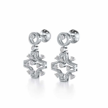Mystical Sunshine Silver Earring - White Gold - Image 3
