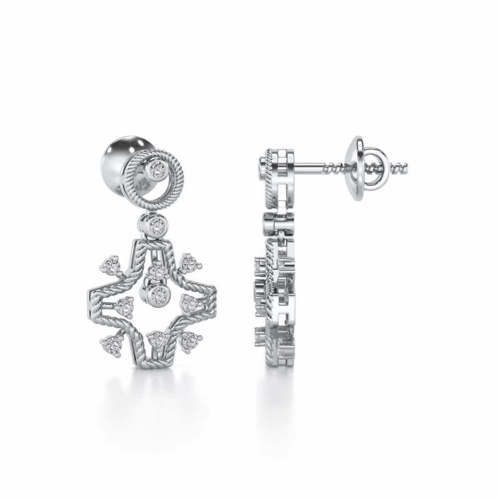 Mystical Sunshine Silver Earring - White Gold - Image 4