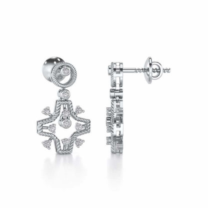 Mystical Sunshine Silver Earring - White Gold - Image 4