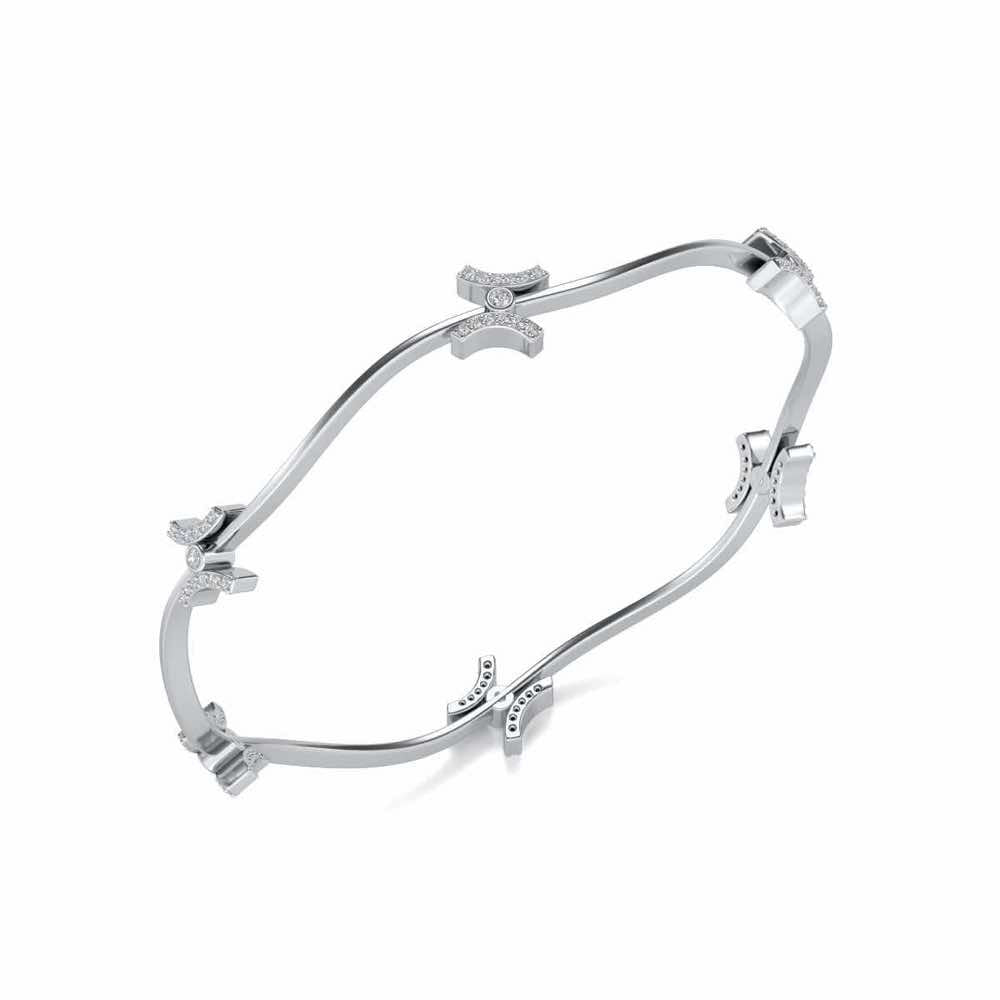 Nakashi Silver Bangles - White Gold - Image 1