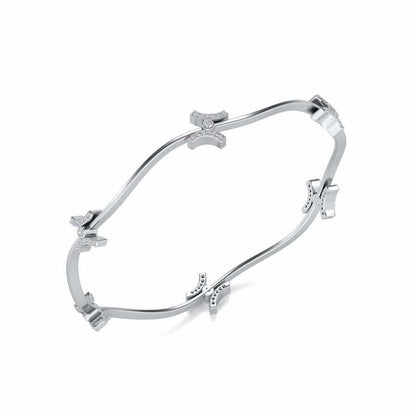 Nakashi Silver Bangles - White Gold - Image 1