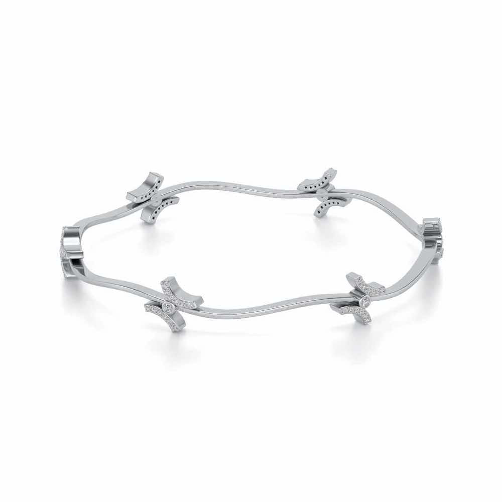 Nakashi Silver Bangles - White Gold - Image 2