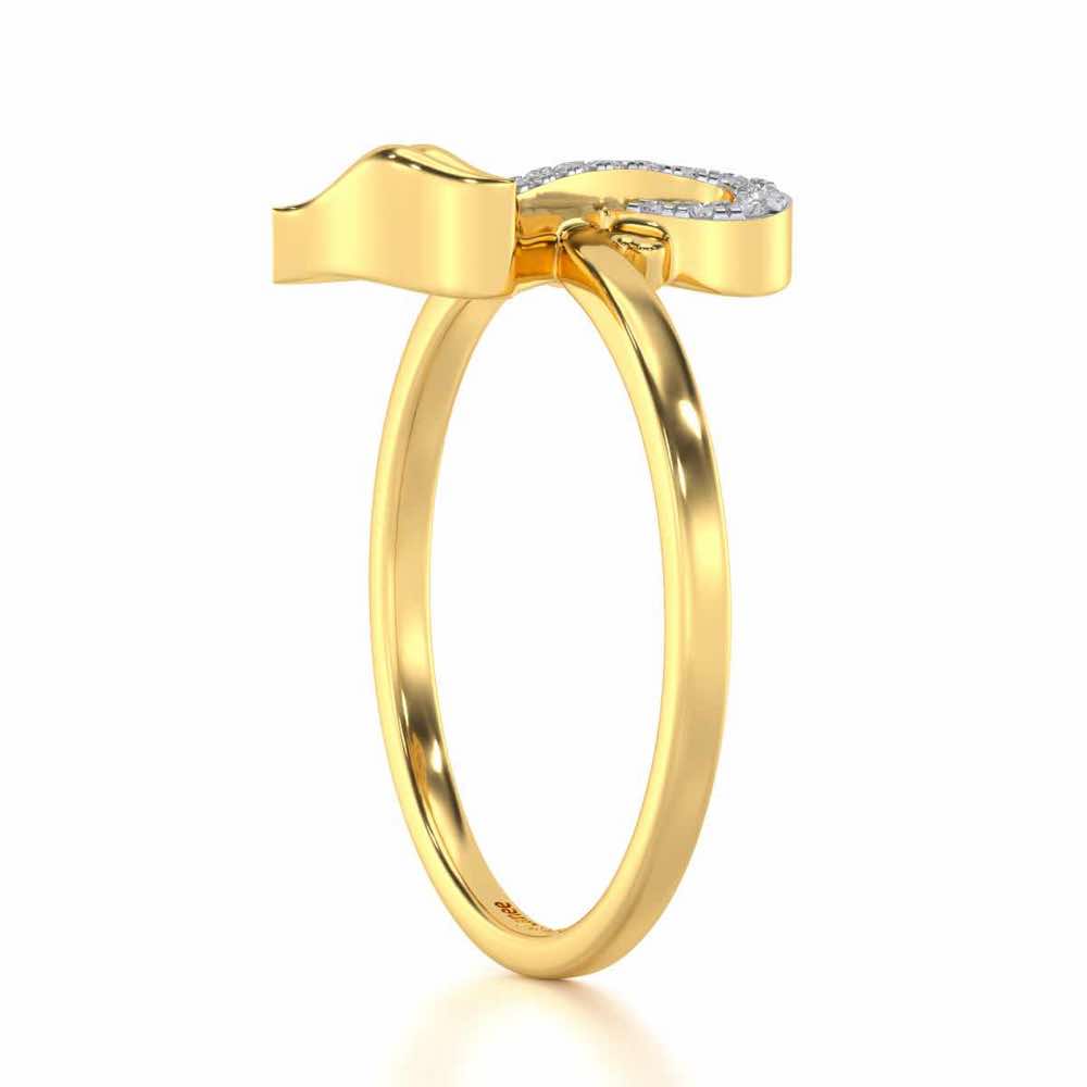 Nature F Silver Ring - Yellow Gold - Image 3