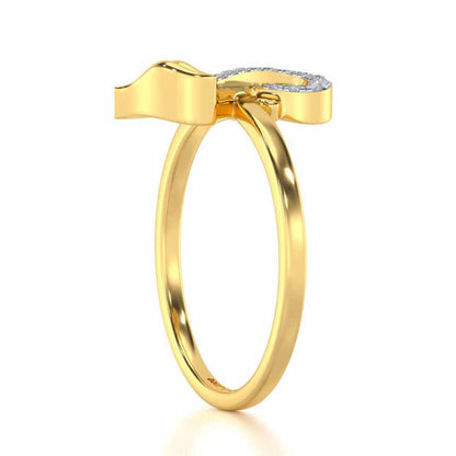 Nature F Silver Ring - Yellow Gold - Image 3