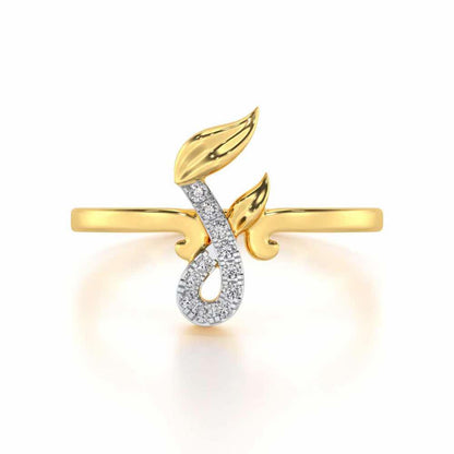 Nature F Silver Ring - Yellow Gold - Image 4
