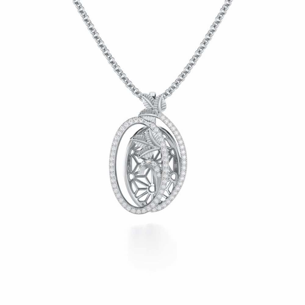 Nature Wheel Silver Pendant - White Gold - Image 1