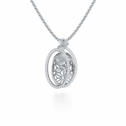 Nature Wheel Silver Pendant - White Gold - Image 1