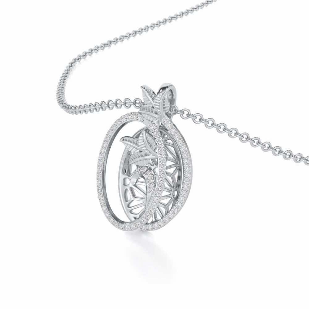 Nature Wheel Silver Pendant - White Gold - Image 2