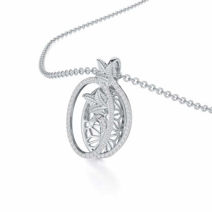 Nature Wheel Silver Pendant - White Gold - Image 2