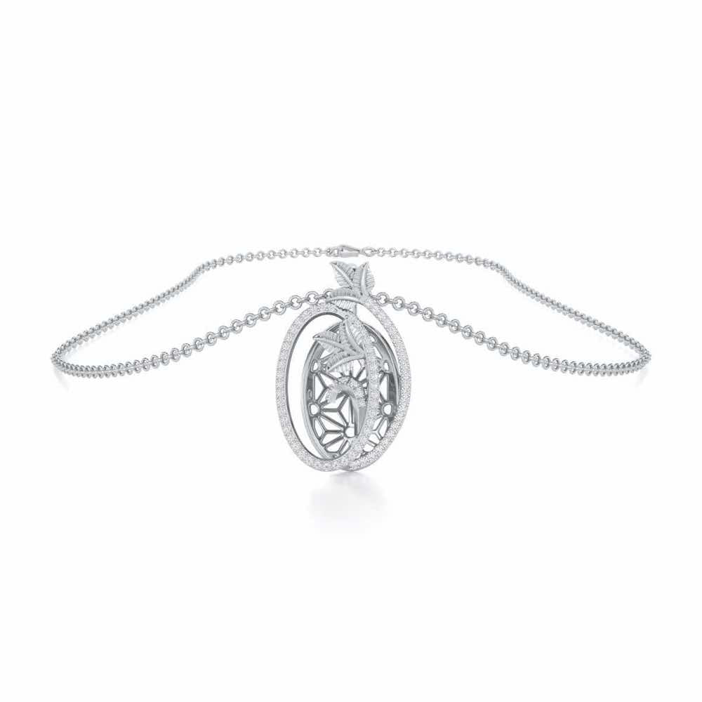 Nature Wheel Silver Pendant - White Gold - Image 3