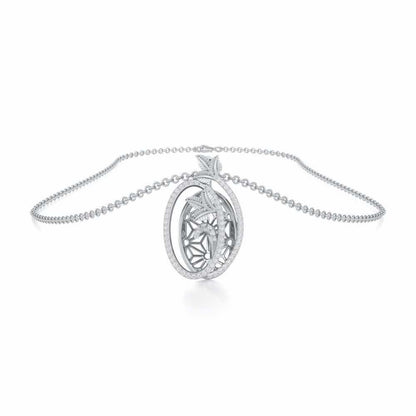 Nature Wheel Silver Pendant - White Gold - Image 3