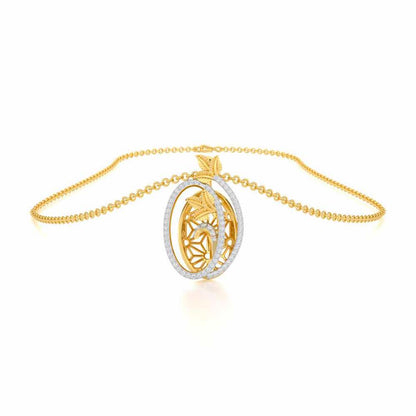 Nature Wheel Silver Pendant - Yellow Gold - Image 3